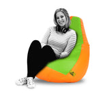 DOLPHIN XXL F.GREEN&ORANGE BEAN BAG-FILLED(With Beans)