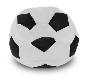 DOLPHIN XXXL FOOTBALL BEAN BAG-BLACK/WHITE-Filled (With Beans)