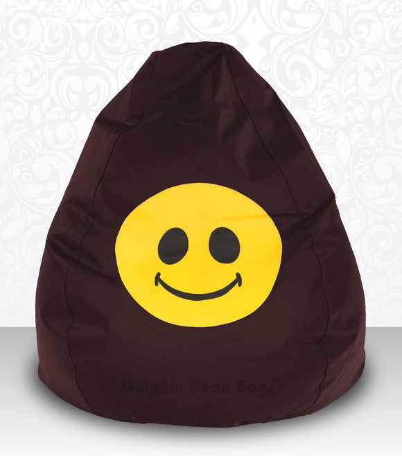 DOLPHIN XXXL Bean Bag Brown-Smiley-FILLED (with Beans)