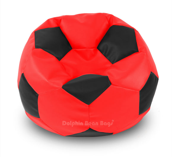 DOLPHIN XXXL FOOTBALL BEAN BAG-BLACK/RED-Filled (With Beans)