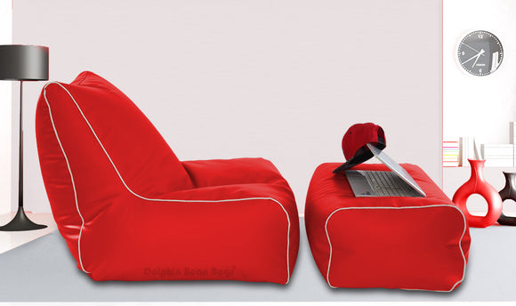 Dolphin Gamer Bean Bag with Footrest Red-Filled (With Beans)