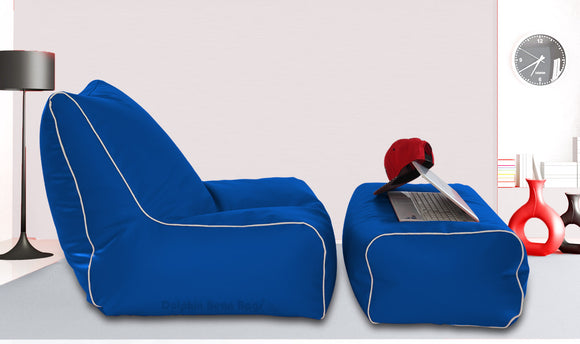 Dolphin Gamer Bean Bag with Footrest R.Blue-Filled (With Beans)