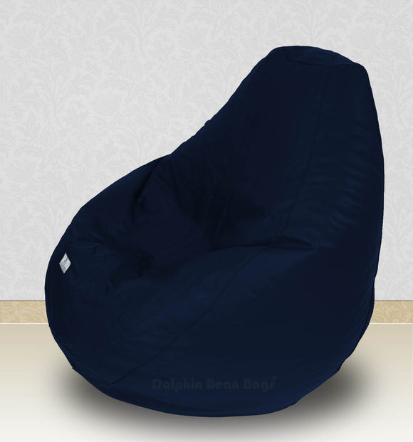 Dolphin-XXXL-Genuine Leather Bean Bag N.BLUE-Filled (With Beans)