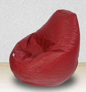 Dolphin-XXXL-Genuine Leather Bean Bag RED-Filled (With Beans)