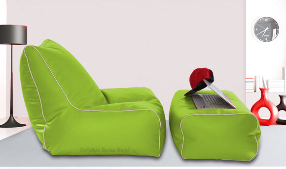 Dolphin Gamer Bean Bag with Footrest F.Green-Filled (With Beans)