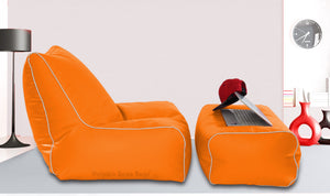 Dolphin Gamer Bean Bag with Footrest Orange-Filled (With Beans)