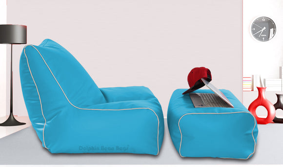 Dolphin Gamer Bean Bag with Footrest Turquoise-Filled (With Beans)