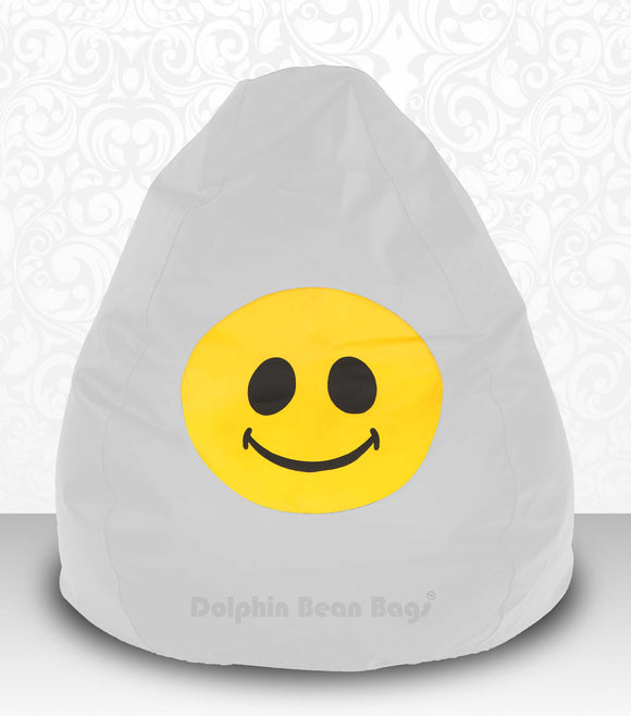 DOLPHIN XXXL Bean Bag White-Smiley-FILLED (with Beans)