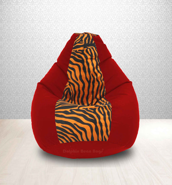 DOLPHIN XL Red/Golden Zebra-FABRIC-FILLED & WASHABLE (with Beans)