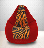 DOLPHIN XXL Red/Golden Zebra-FABRIC-FILLED & WASHABLE (with Beans)