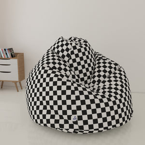 DOLPHIN XXL PRINTED FABRIC BEAN BAG-BLACK & WHITE- WASHABLE(With Beans)