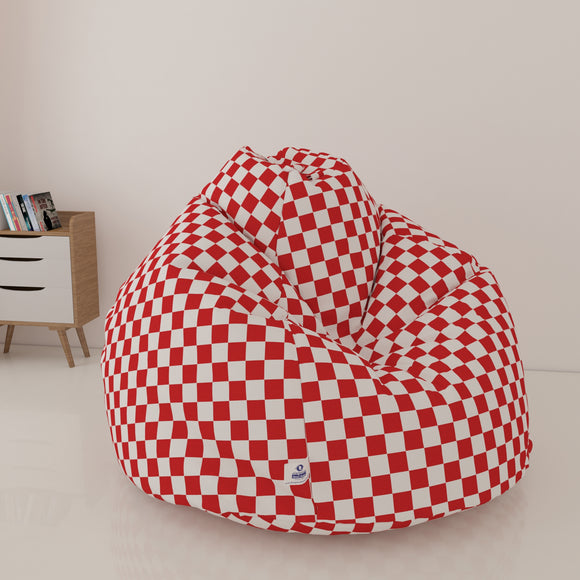 DOLPHIN XXL PRINTED BEAN BAG-RED & WHITE - WASHABLE (With Beans)