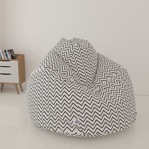 DOLPHIN XXL FABRIC PRINTED BEAN BAG-WHITE & BLACK- WASHABLE (With Beans)