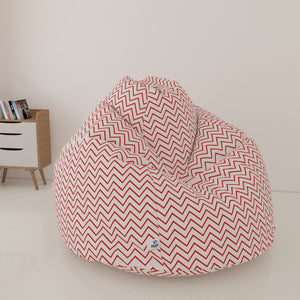 DOLPHIN XXXL PRINTED FABRIC BEAN BAG-RED & WHITE-WASHABLE (With Beans)