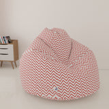 DOLPHIN XXL FABRIC PRINTED BEAN BAG-RED & WHITE- WASHABLE (With Beans)
