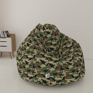 DOLPHIN XXXL PRINTED FABRIC BEAN BAG-CAMOUFLAGE-WASHABLE (With Beans)