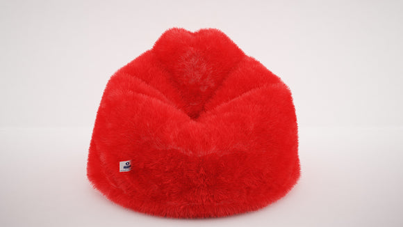DOLPHIN XXL FUR BEAN BAG-RED-ARTIFICIAL (With Beans)