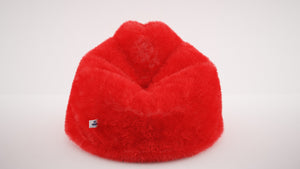 DOLPHIN JUMBO FUR BEAN BAG-RED-ARTIFICIAL(With Beans)