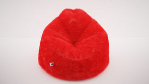 DOLPHIN XL FUR BEAN BAG-RED ARTIFICIAL (With Beans)