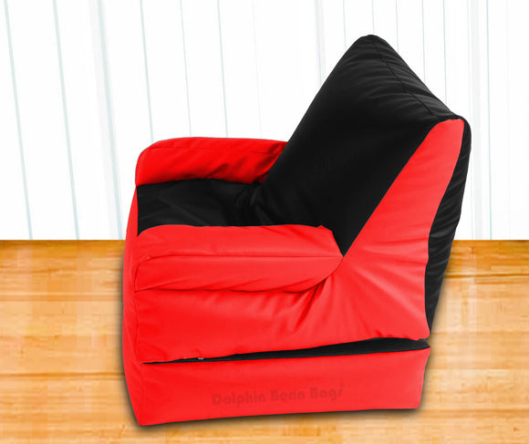 Dolphin Recliner Armrest Bean Bag Black/Red-Filled (With Beans)