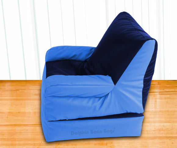 Dolphin Recliner Armrest Bean Bag N.Blue/R.Blue-Filled (With Beans)