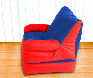 Dolphin Recliner Armrest Bean Bag R.Blue/Red-Filled (With Beans)
