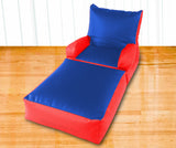 Dolphin Recliner Armrest Bean Bag R.Blue/Red-Filled (With Beans)