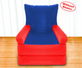 Dolphin Recliner Armrest Bean Bag R.Blue/Red-Covers (Without Beans)