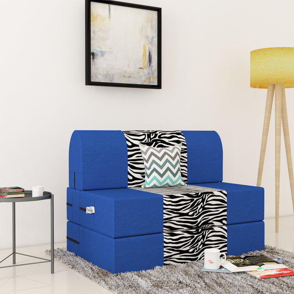 Dolphin Zeal 1 Seater Sofa Bed-R.Blue & Zebra- 2.5ft x 6ft with Free micro fiber Designer cushions
